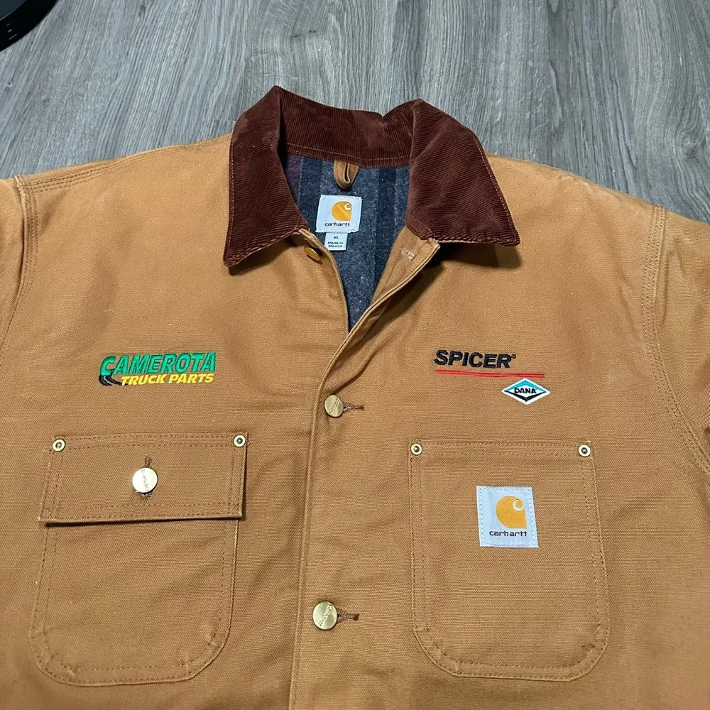 Carhartt Blanket Lined Chore Jacket Brown Michigan Corduroy Collar C001 Sz XL - Picture 12 of 13